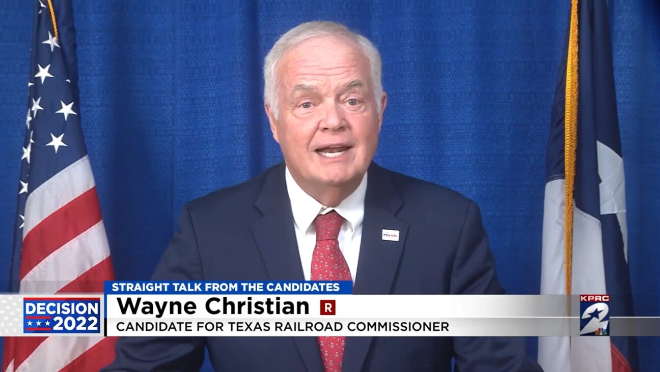 Wayne Christian, the Texas railroad commissioner, pitches the case for his reelection to viewers of Houston area KPRC, Oct. 26, 2022. (YouTube)