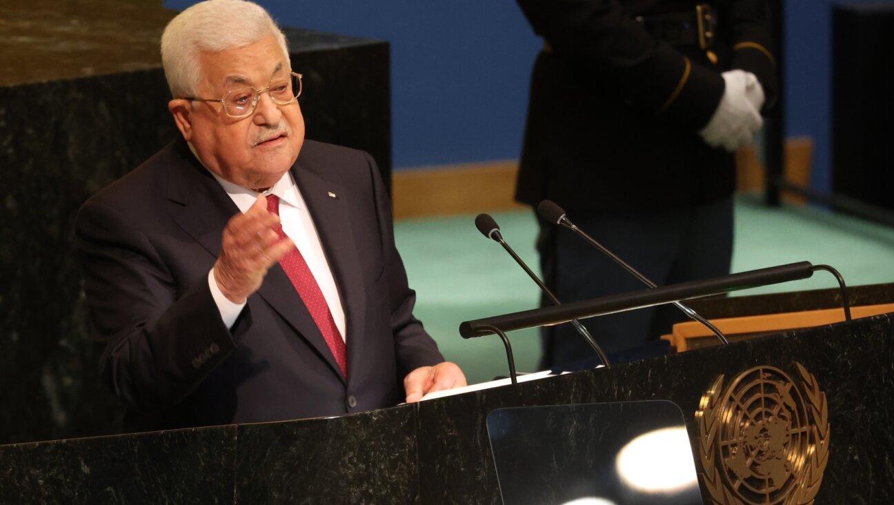 Palestinian president Mahmoud Abbas speaks at the 77th session of the United Nations General Assembly at U.N. headquarters in New York City, Sept. 23, 2022. (Spencer Platt/Getty Images)