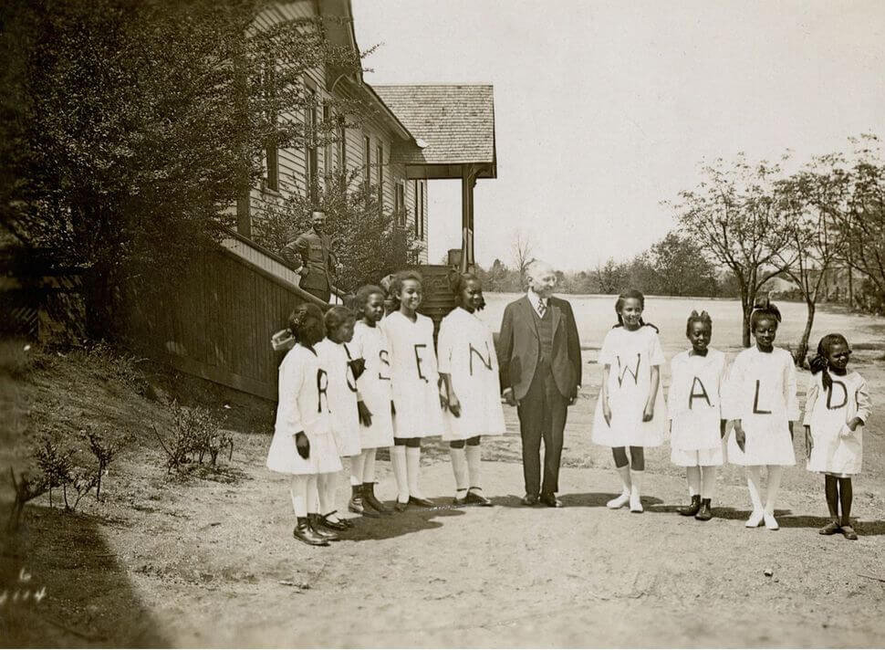 Julius Rosenwald with students from a Rosenwald school.