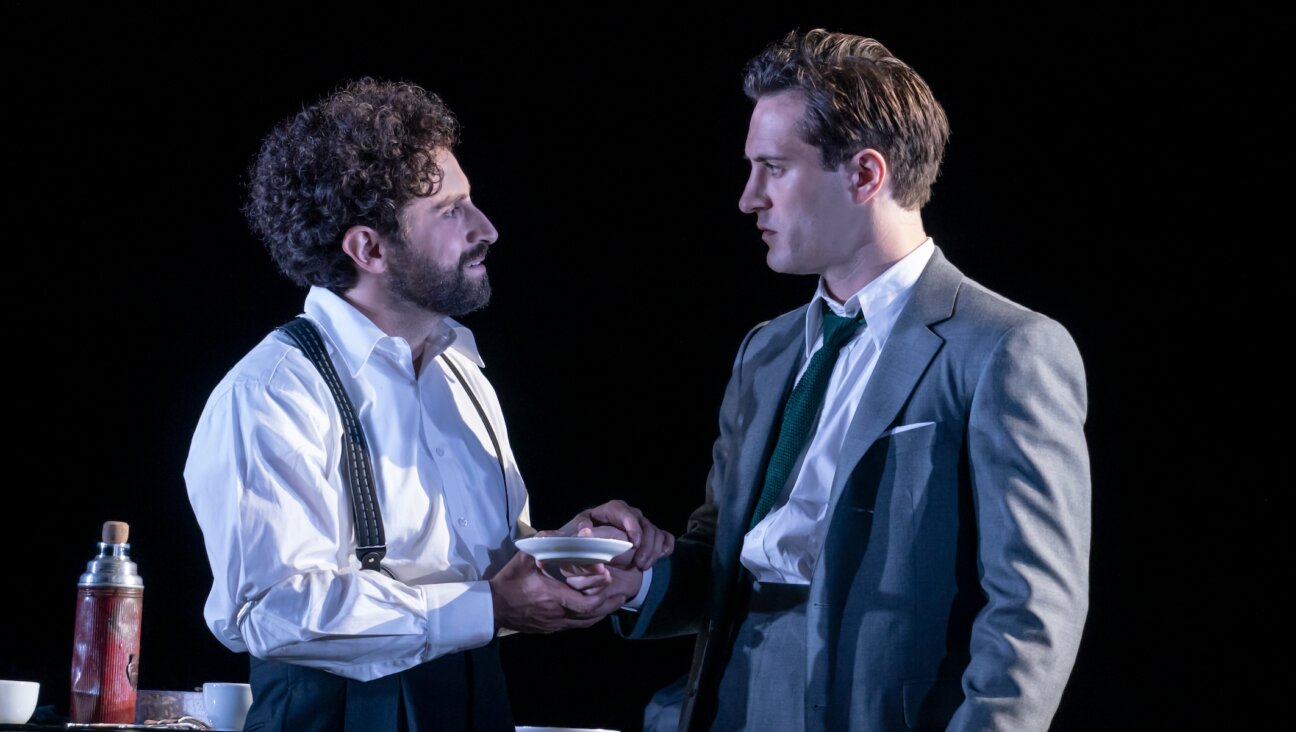Brandon Uranowitz, left, as Nathan, and Arty Froushan as Leo. The latter character is a stand-in for Stoppard. (Joan Marcus)