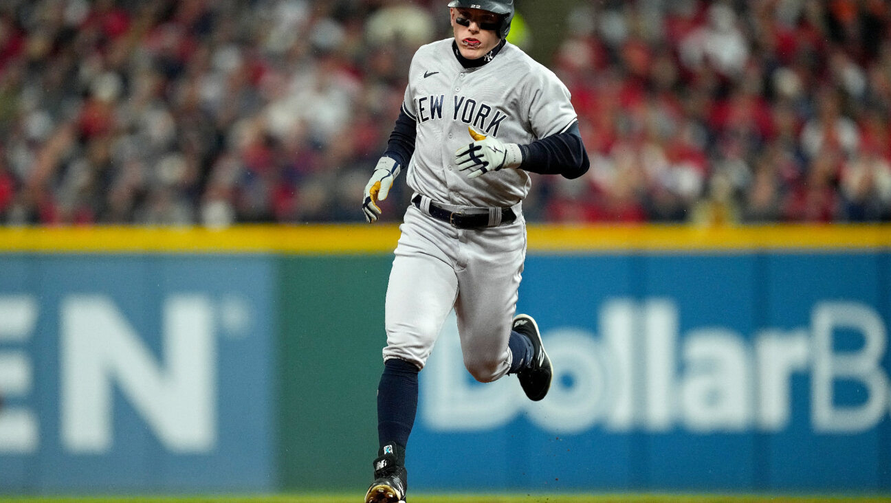 Harrison Bader of the New York Yankees rounds the bases after hitting a two-run home run against the Cleveland Guardians during the second inning in game four of the American League Division Series at Progressive Field on Oct. 16, 2022.