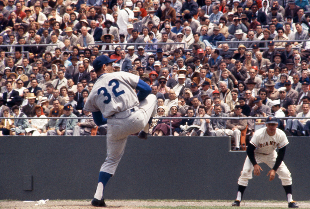Sandy Koufax pitching against the San Francisco Giants in 1961. (Getty)