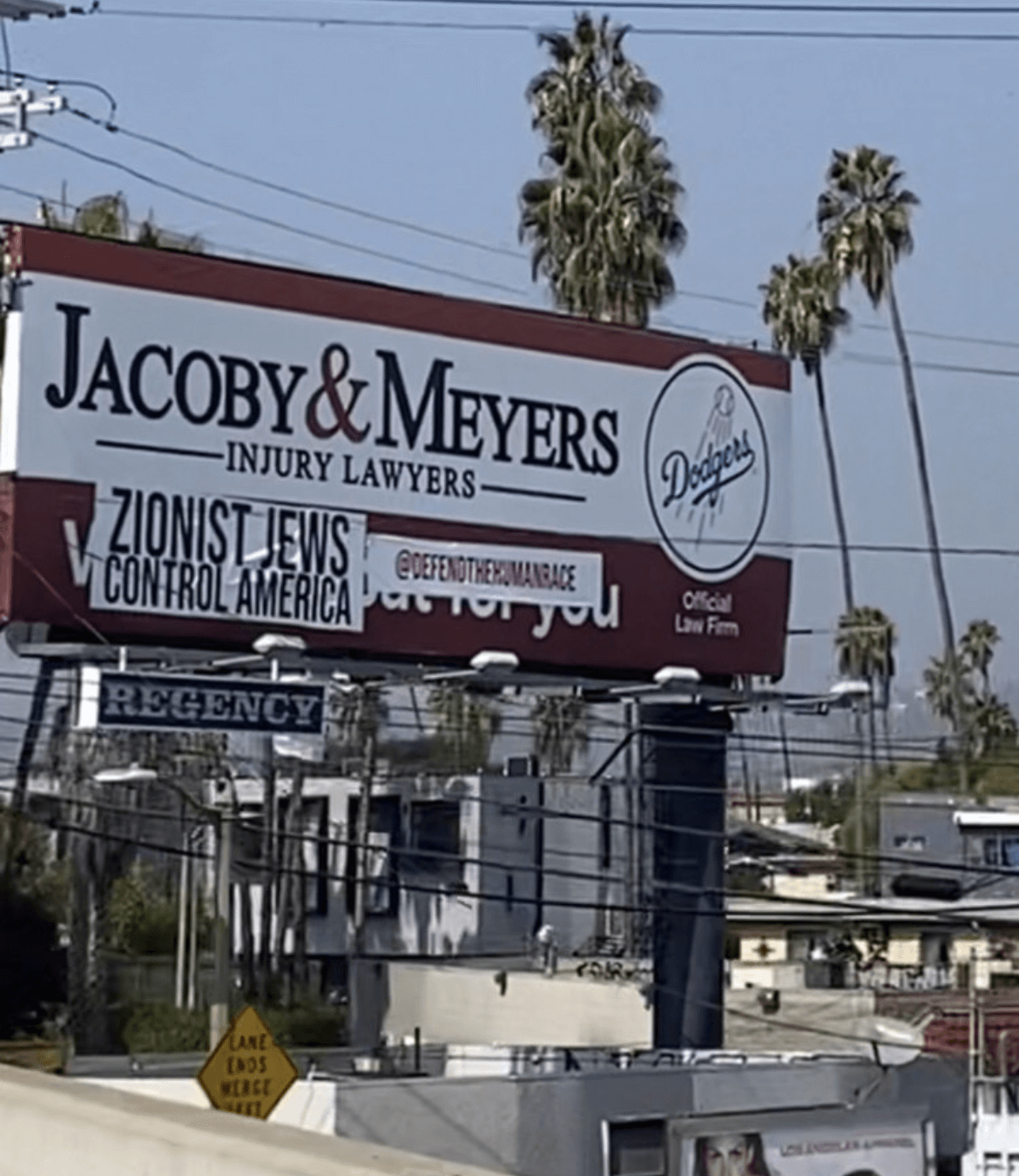 Vandals hit several Los Angeles billboards, defacing at least one with antisemitic propaganda.