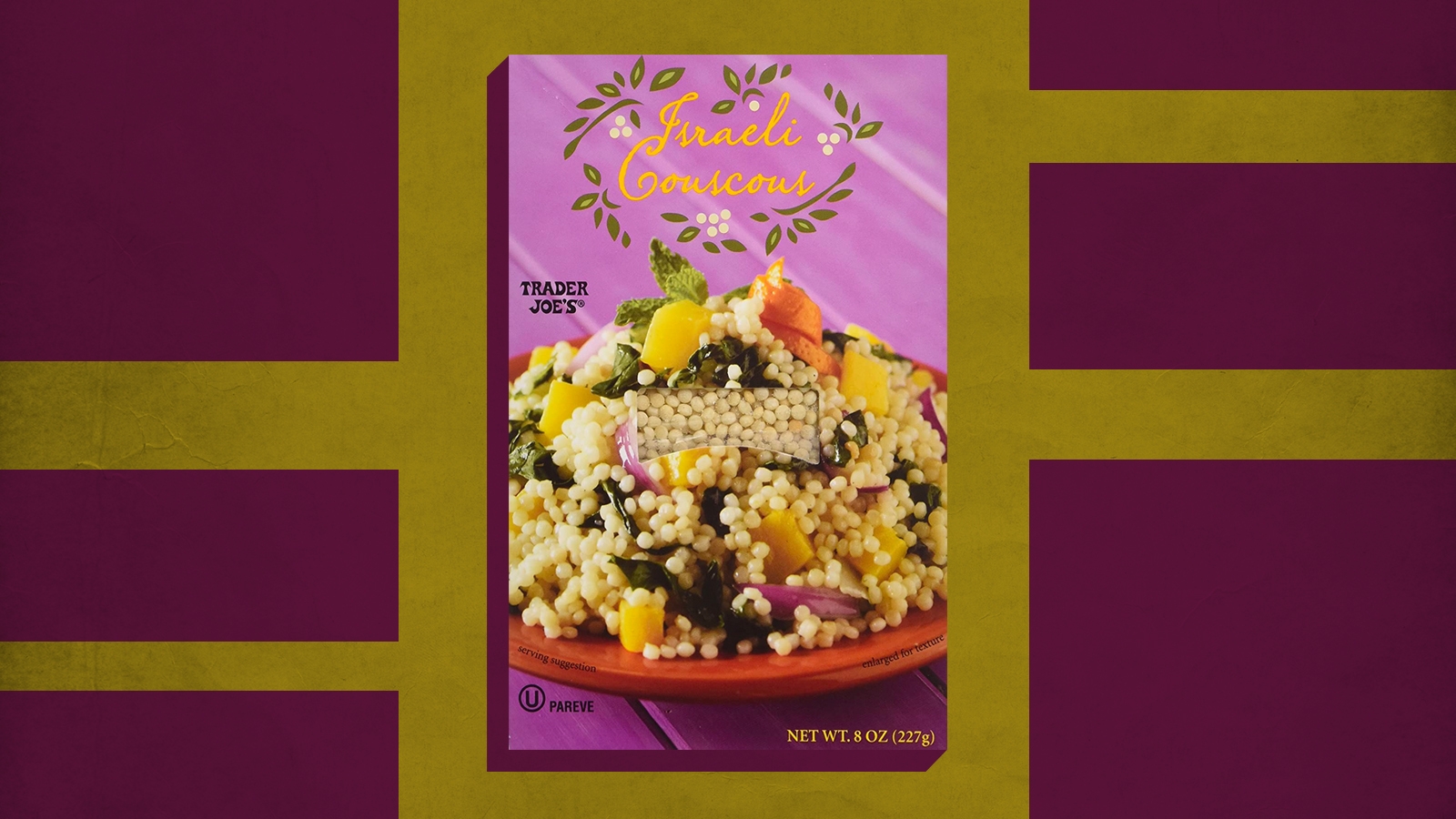 The old packaging for Trader Joe’s pearl couscous called the product “Israeli.” The new packaging will call it “pearl couscous.” (Image from Amazon; collage by Grace Yagel)