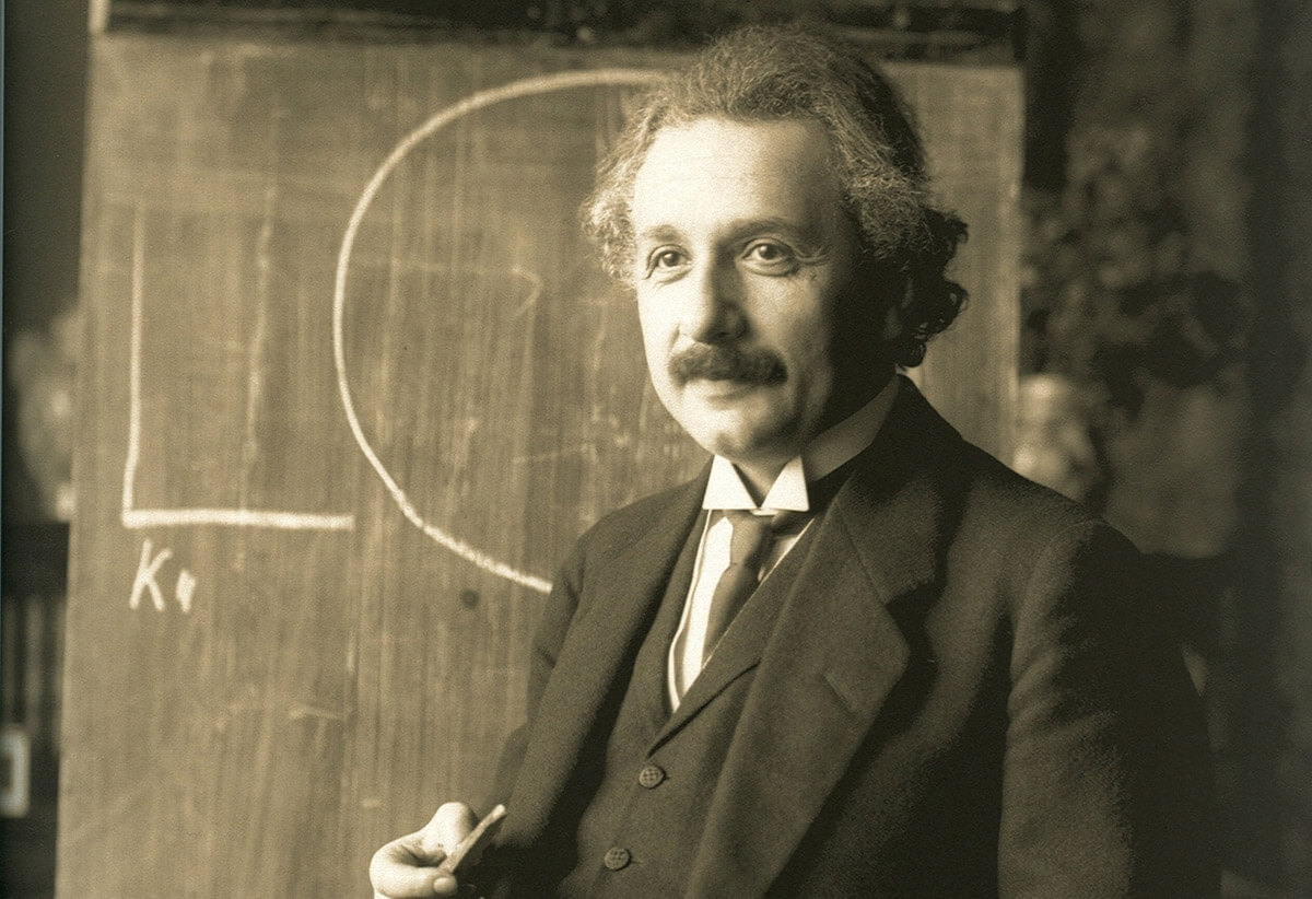 Albert Einstein during a lecture in Vienna in 1921.