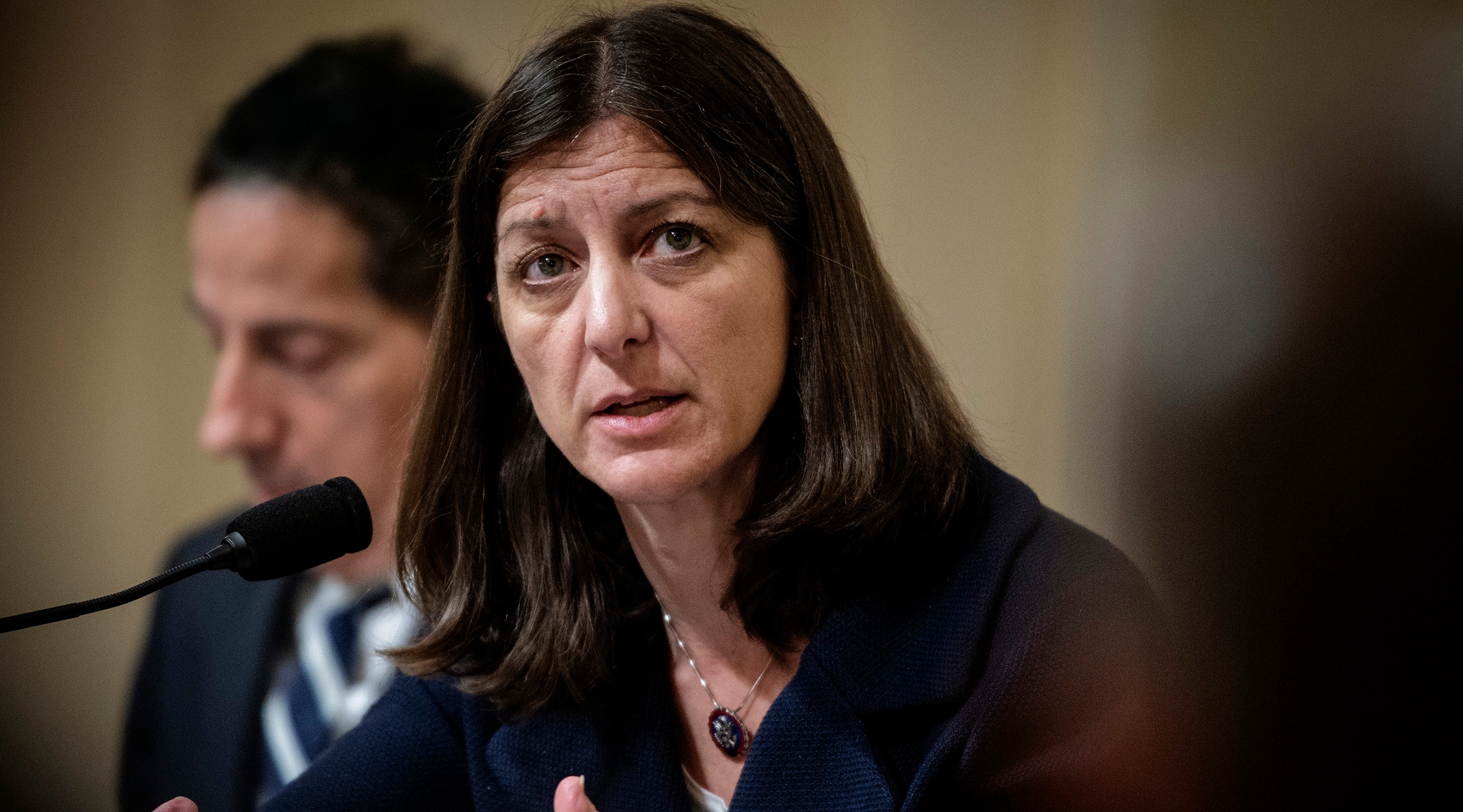 Rep. Elaine Luria questions a witness during the House Select Committee hearing investigating the January 6 attack on US Capitol in Washington, D.C., July 27, 2021. (Bill O’Leary-Pool/Getty Images)