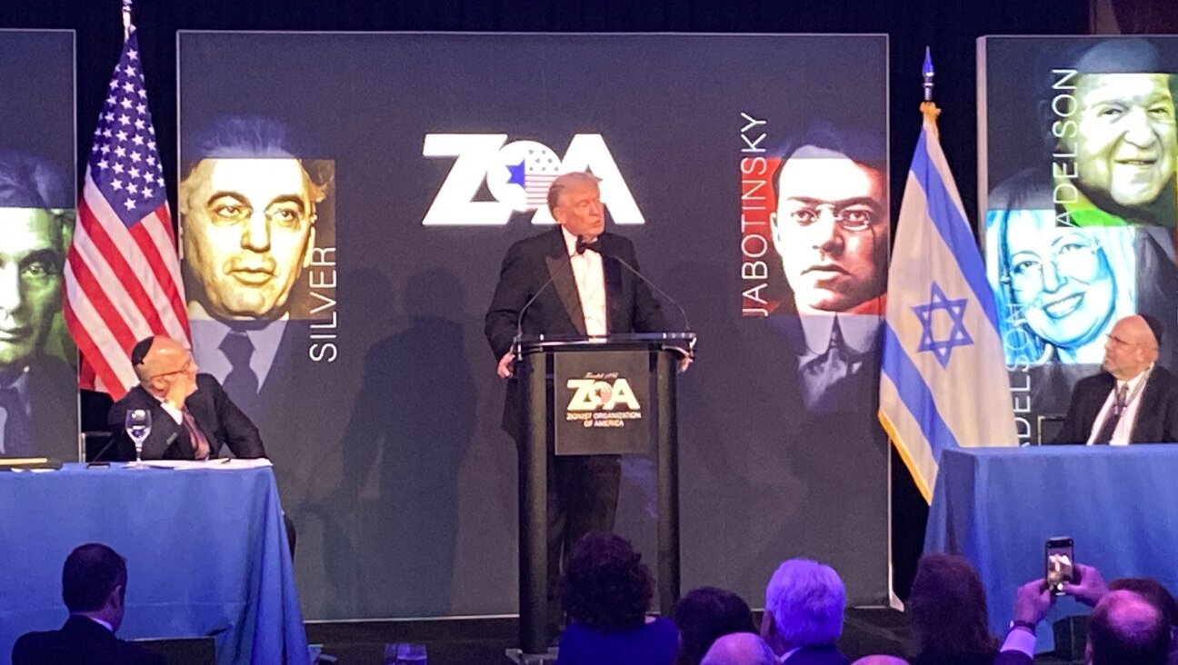 Former President Donald Trump spoke at the Zionist Organization of America gala on Sunday at Chelsea Piers in New York City.