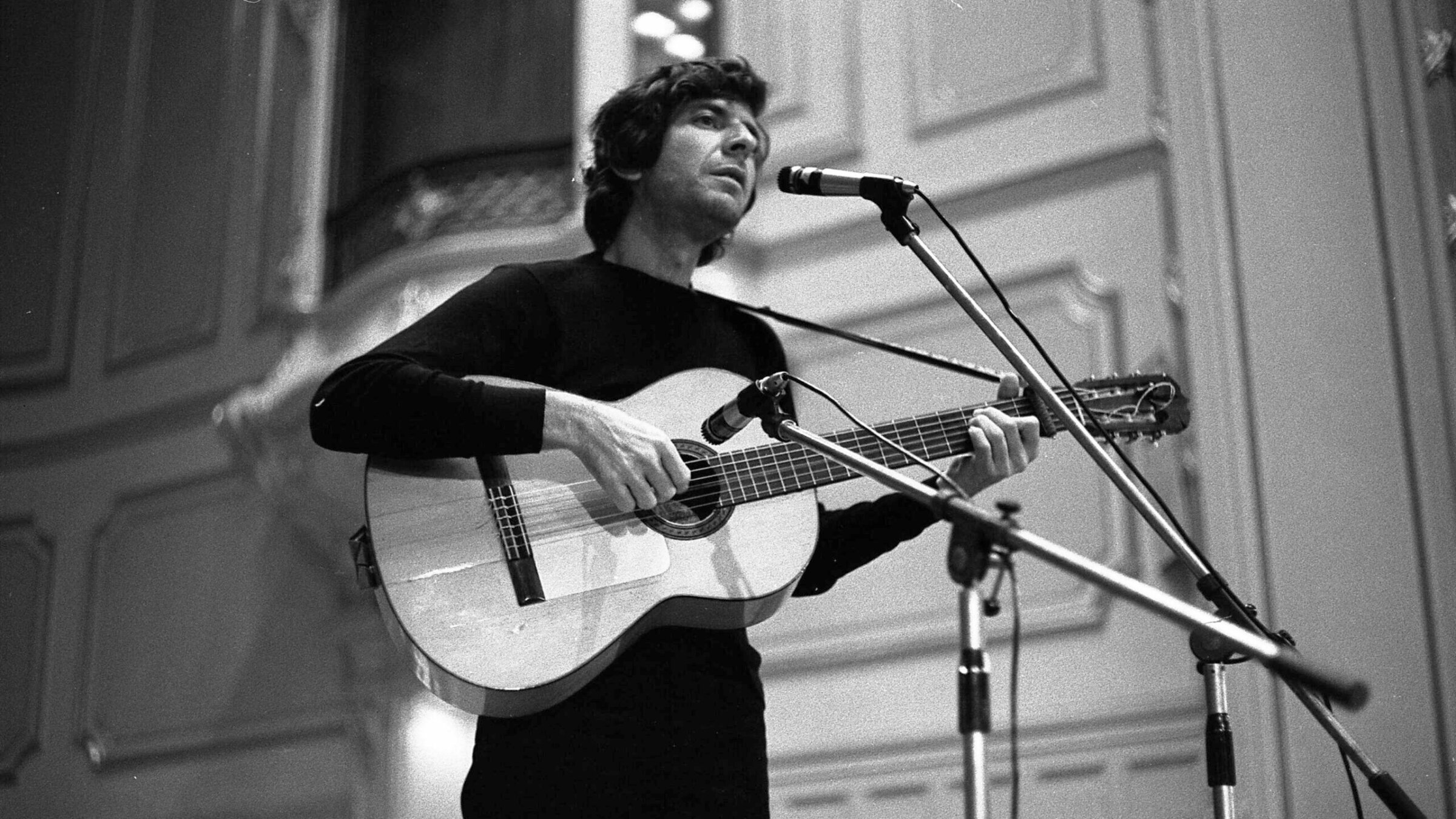 Leonard Cohen performs in Hamburg, Germany, May 4, 1970. (Gunter Zint/1970 K& K Ulf Kruger OHG/Redferns/Getty Images)