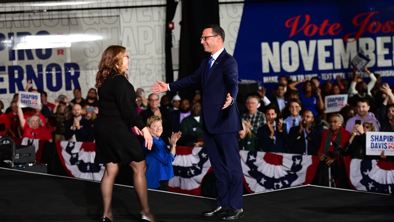 Democratic gubernatorial nominee Josh Shapiro greets his wife, Lori Shapiro, during an election night event in Philadelphia, Nov. 8, 2022. (Mark Makela/Getty Images)