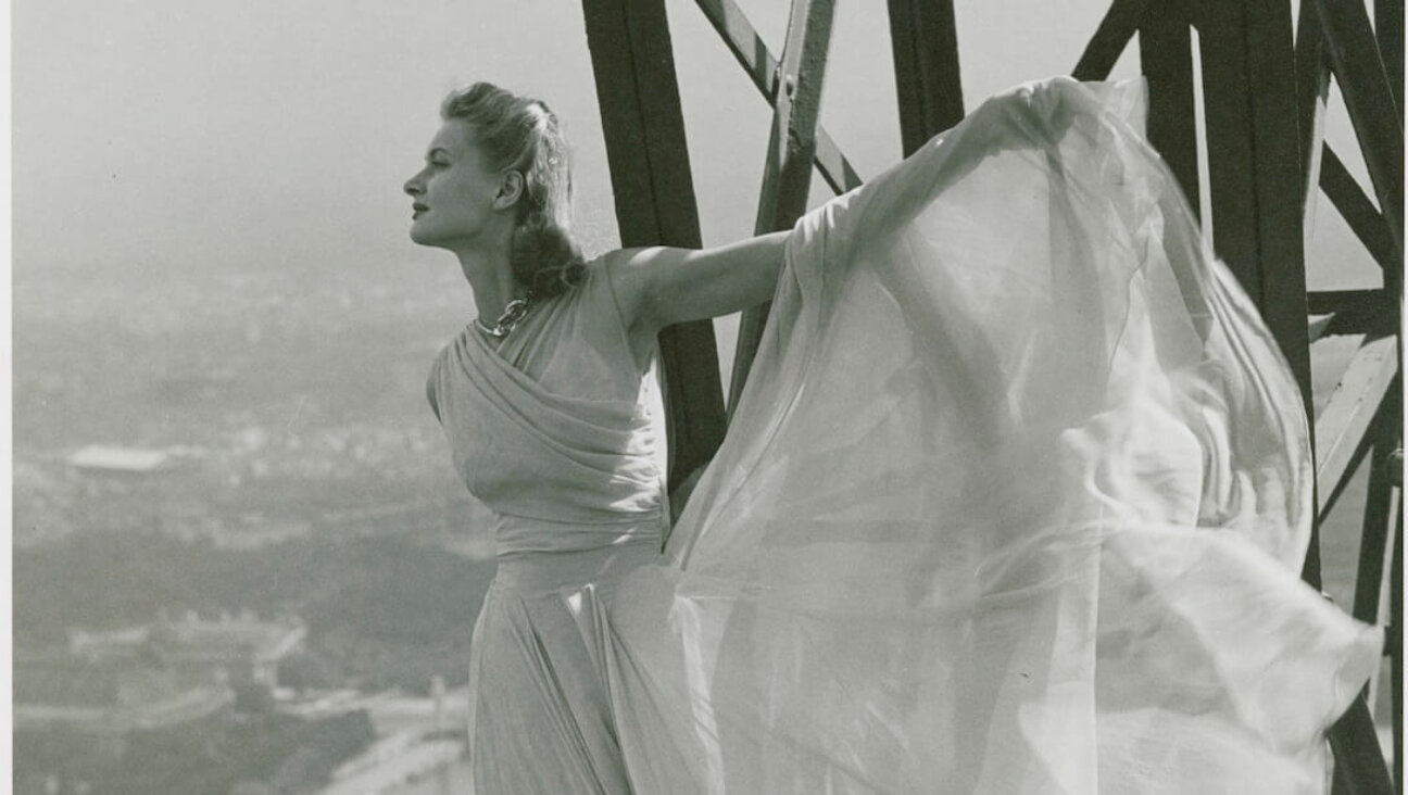 One of Blumenfeld’s early famous images — in the May 1939 issue of Paris Vogue — showed the model Lisa Fonssagrives posing high on an edge of the Eiffel Tower.