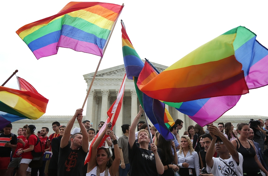 Same-sex marriage supporters celebrate outside the Supreme Court on June 26. (Alex Wong/Getty Images)