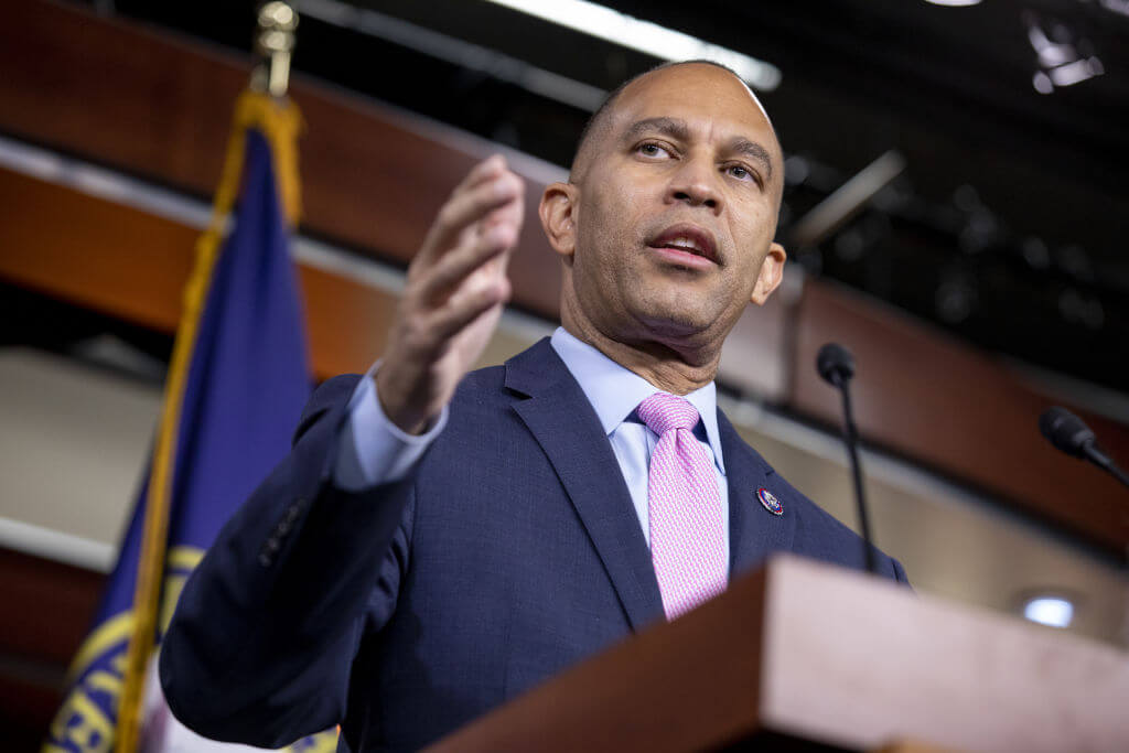 Rep. Hakeem Jeffries after winning election to be House Minority Leader on Nov. 30, 2022.