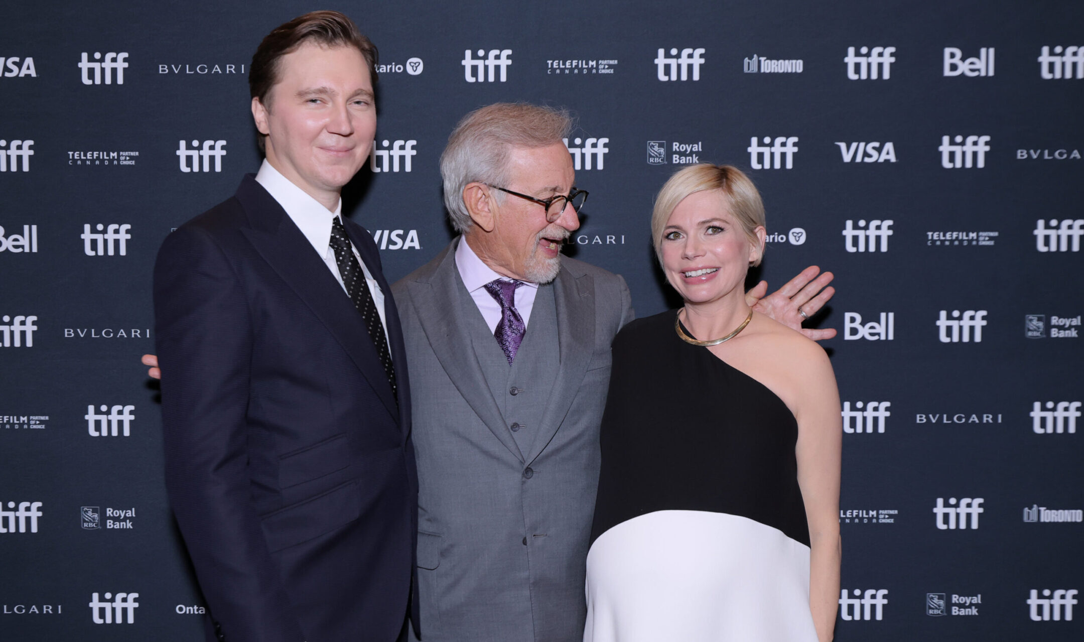 Paul Dano, Steven Spielberg and Michelle Williams attend “The Fabelmans” premiere during the 2022 Toronto International Film Festival, Sept. 10, 2022. (Michael Loccisano/Getty Images)