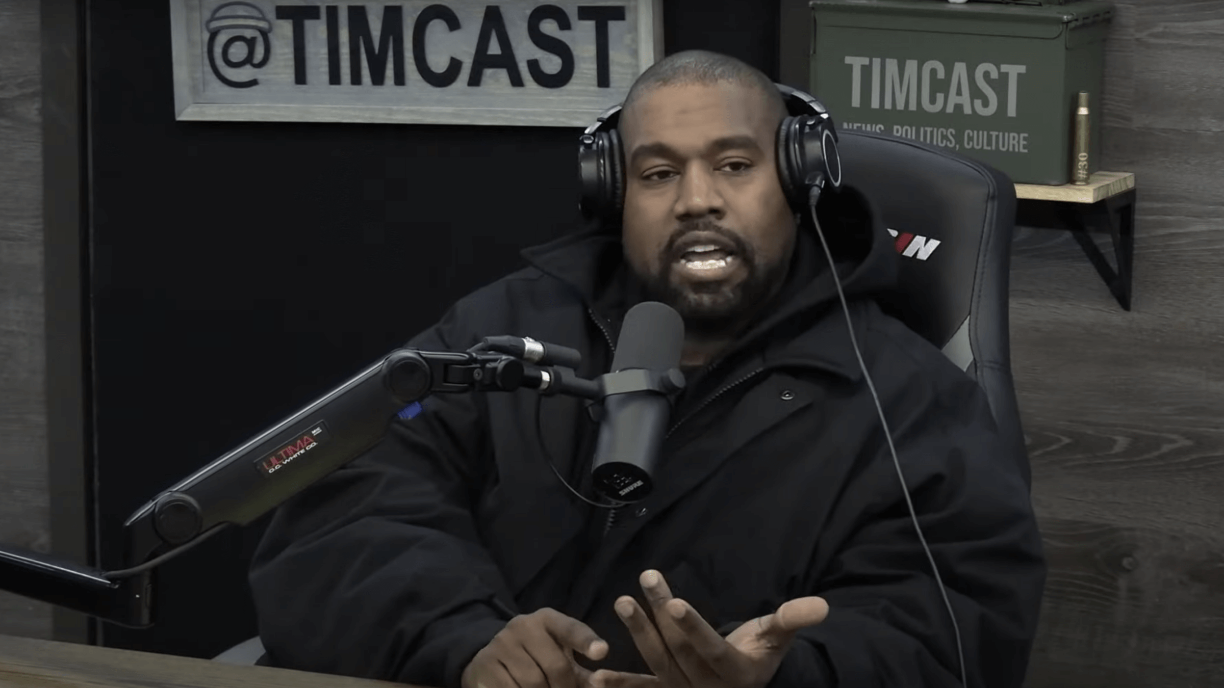 Kanye West on the <i>Timcast</i> podcast on Nov. 28, 2022.