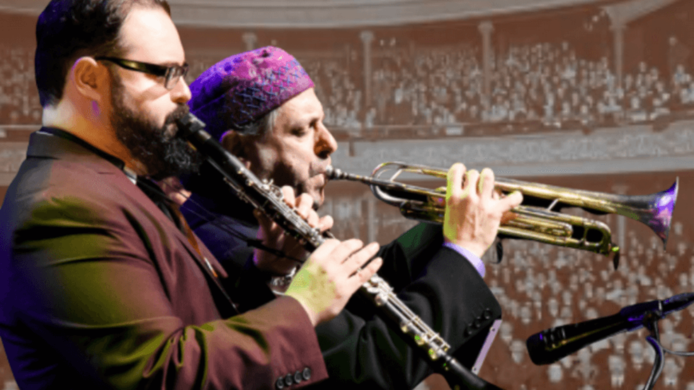 The festival will include performances with musicians like these two klezmer stars Michael Winograd and Frank London 