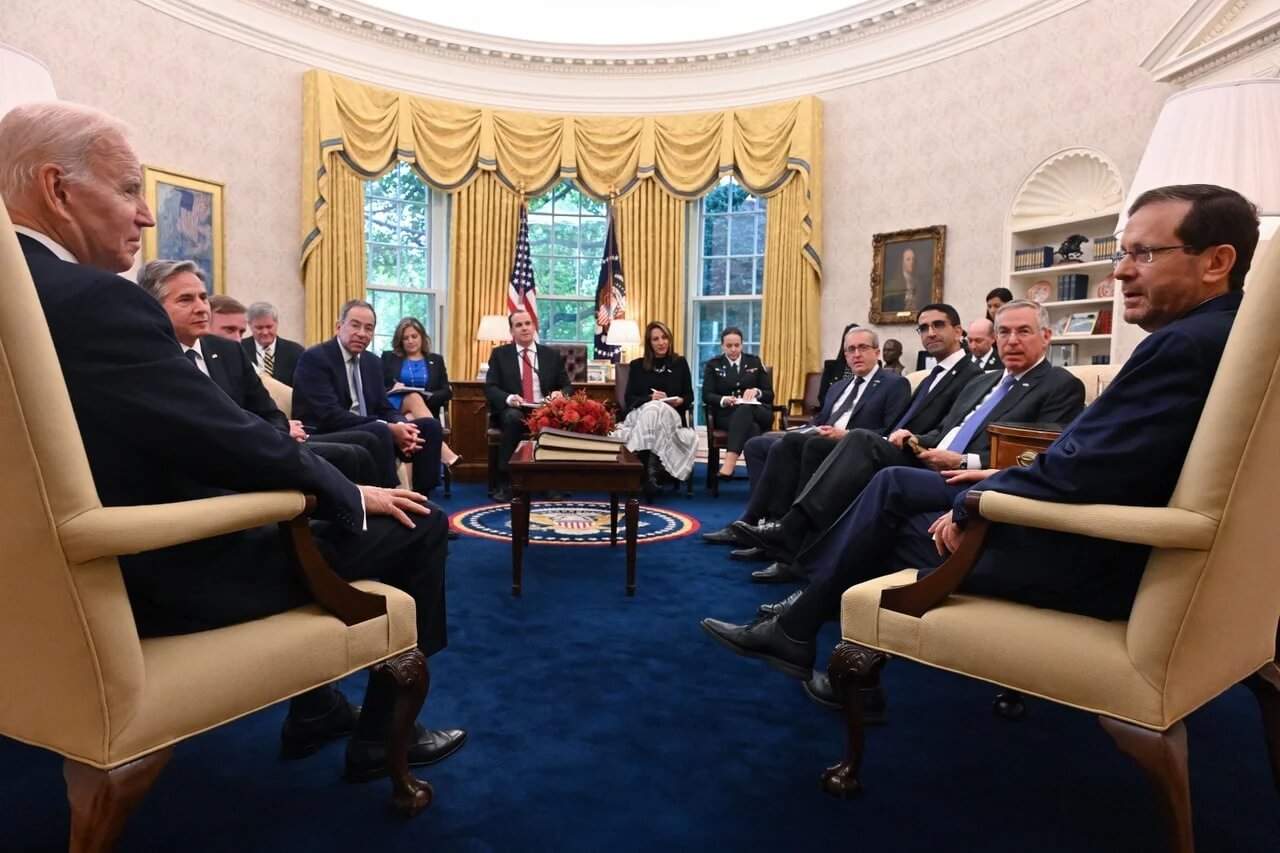 U.S. President Biden hosts Israeli President Isaac Herzog in the Oval Office in October.