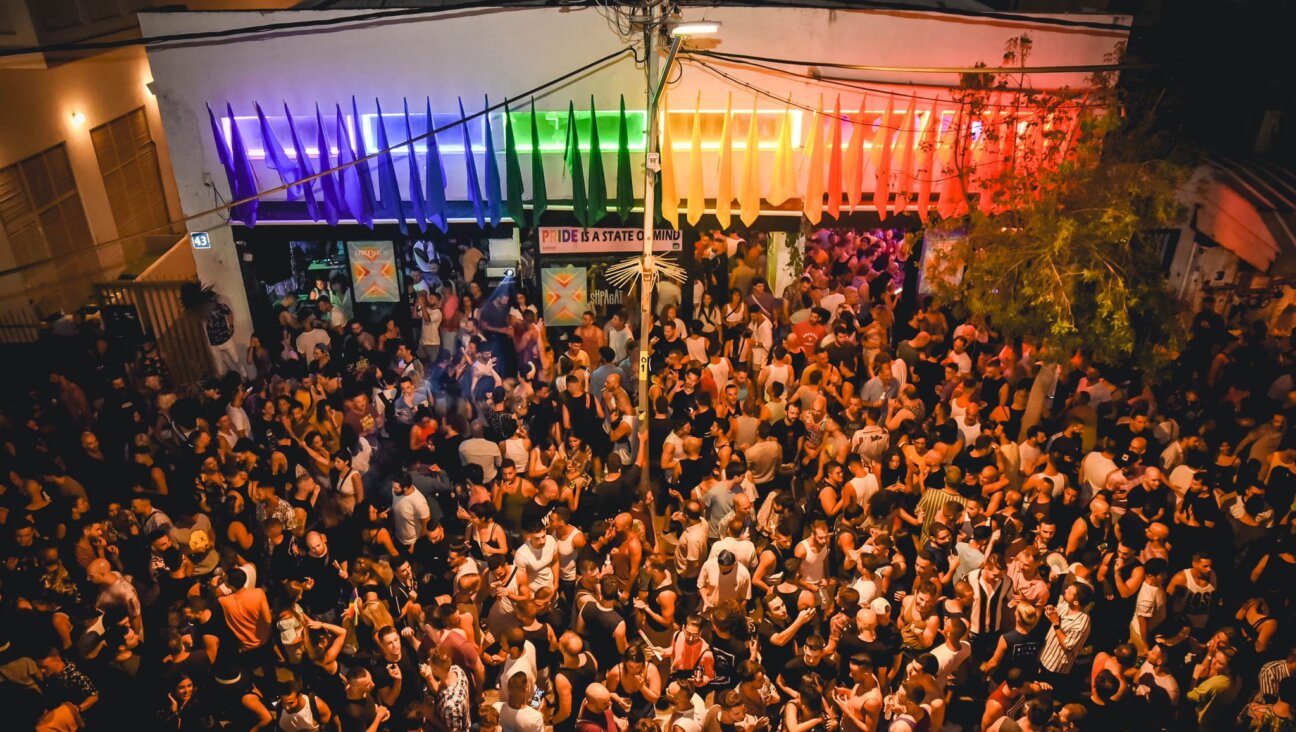 A crowd of revelers outside Shpagat, a gay club in Tel Aviv, during Pride celebrations. (Courtesy of Shpagat)