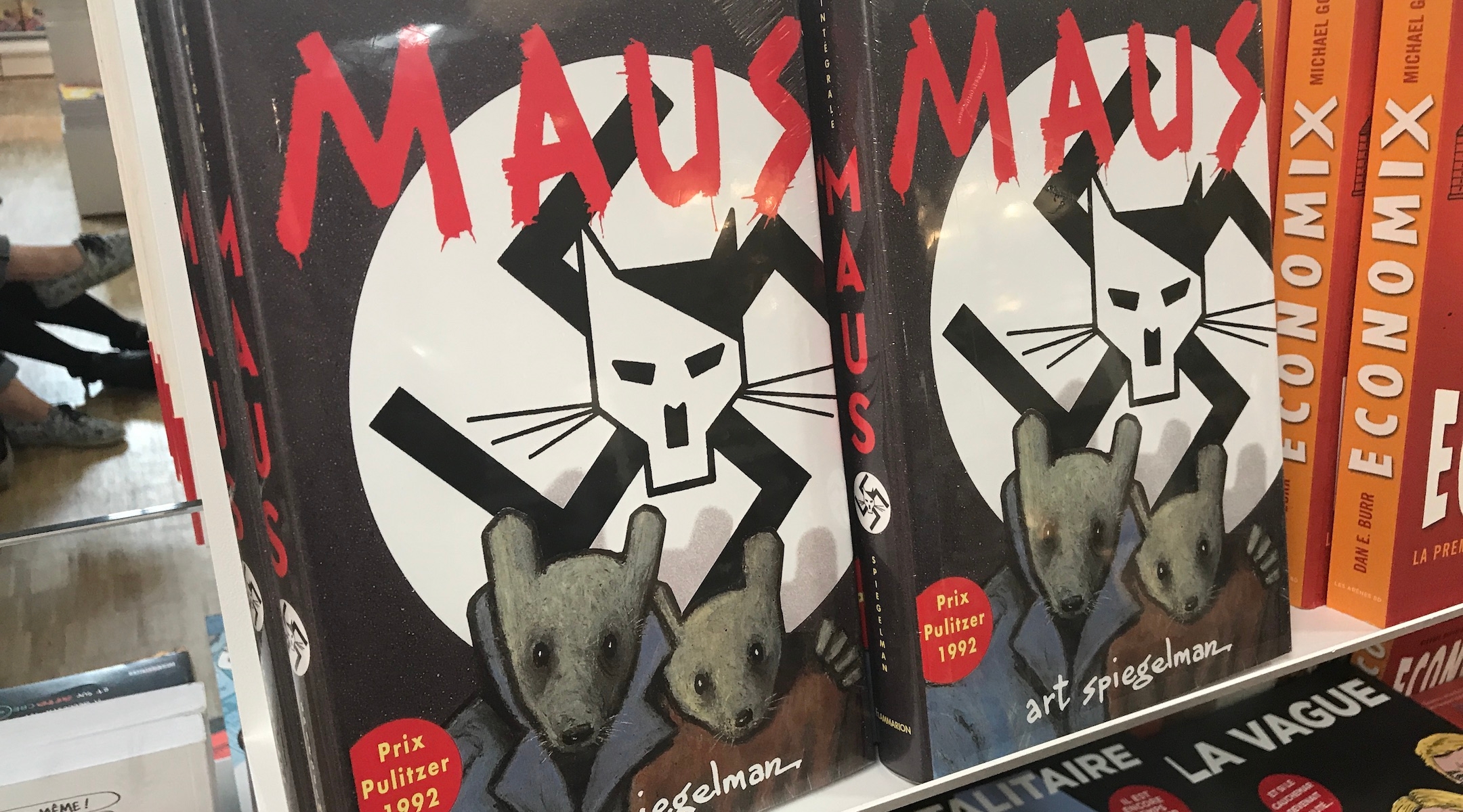 Art Spiegelman’s graphic novel “Maus” on sale at a French bookstore in 2017. (ActuaLitté/Flickr Commons)