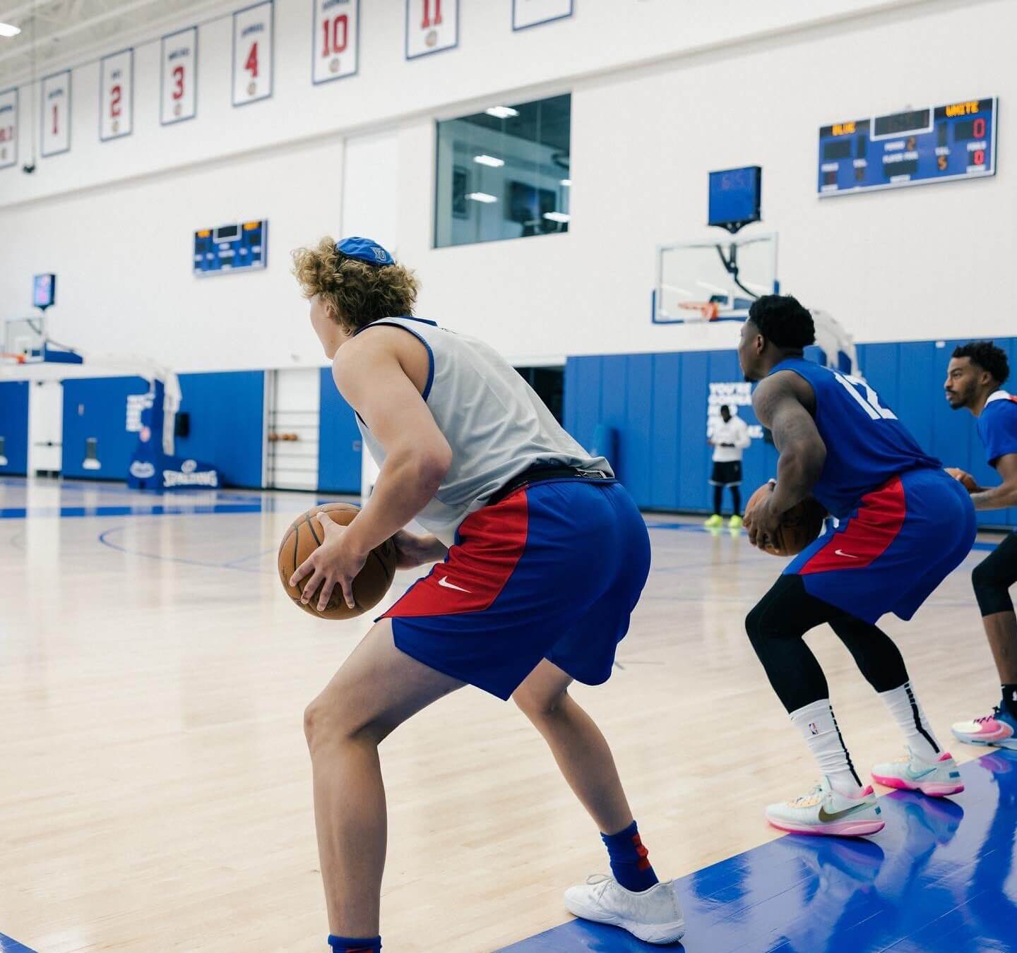 Ryan Turell, left, in a practice photo posted by the Motor City Cruise on Twitter.