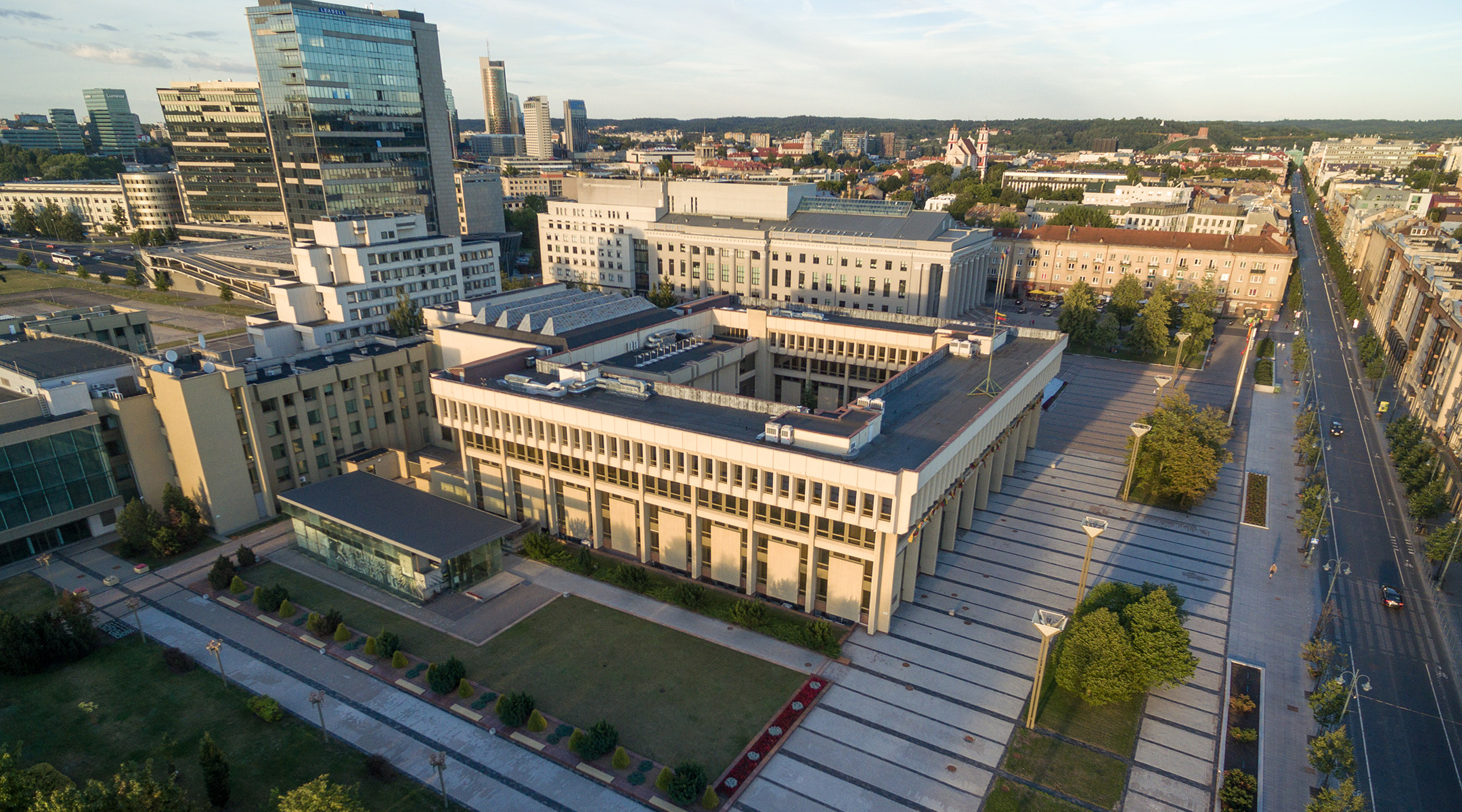 A view of the Lithuanian parliament and national library in Vilnius. (Mindaugas Dulinskas/Getty Images)