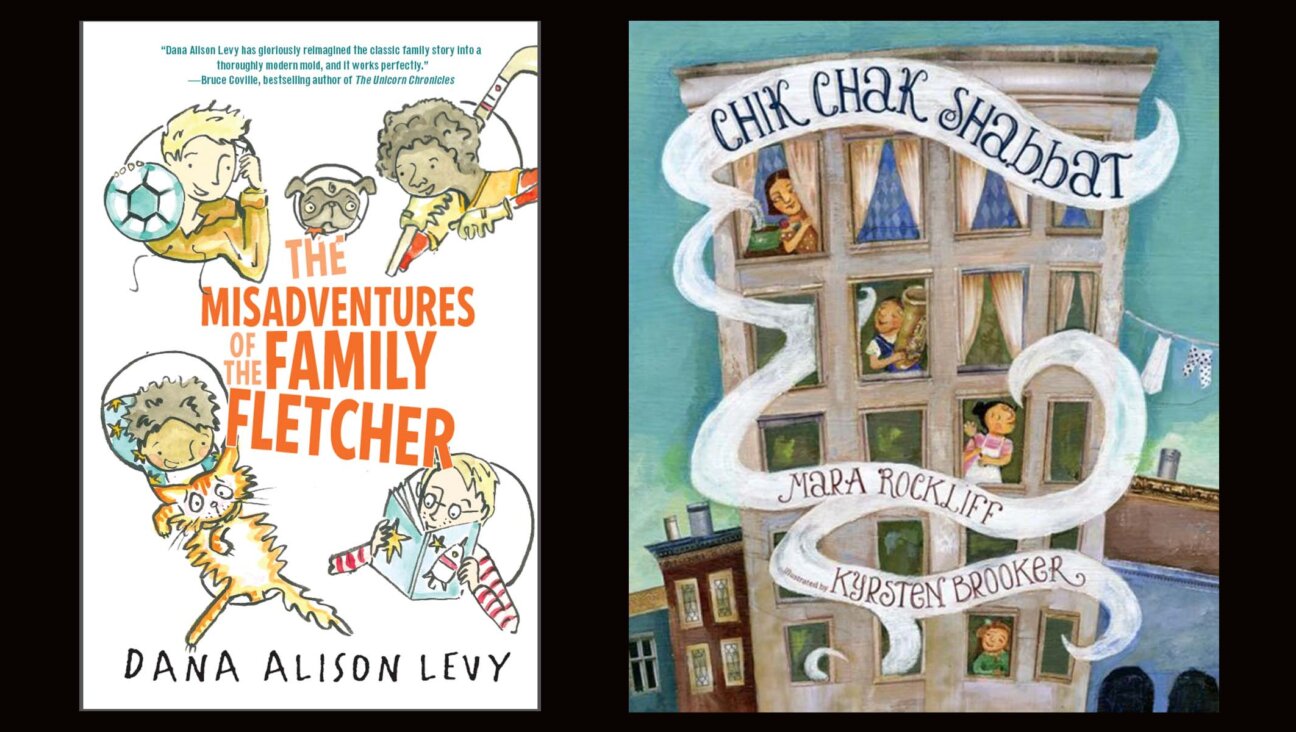 The covers for the Jewish books “Chik Chak Shabbat,” by Mara Rockliff, and “The Misadventures of the Family Fletcher,” by Dana Alison Levy. (Yearling/Candlewick Press)