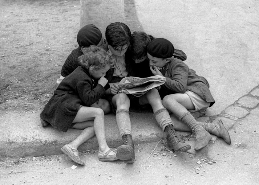"Children Reading Newspaper," Paris, 1936