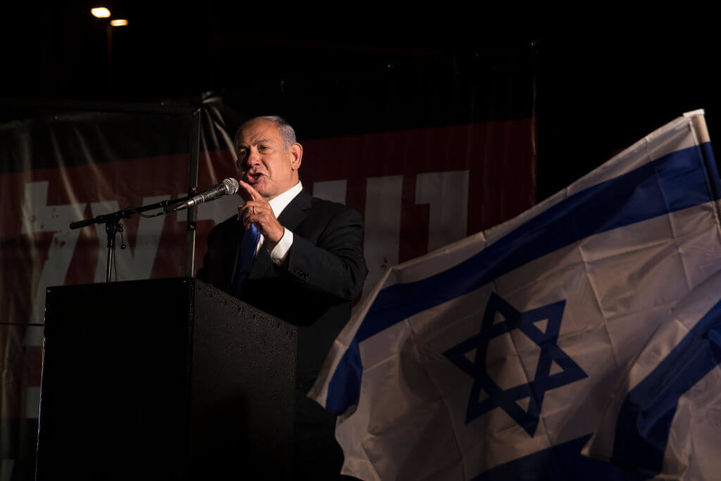 Israeli Prime Minister Benjamin Netanyahu speaks at an event in Jerusalem.