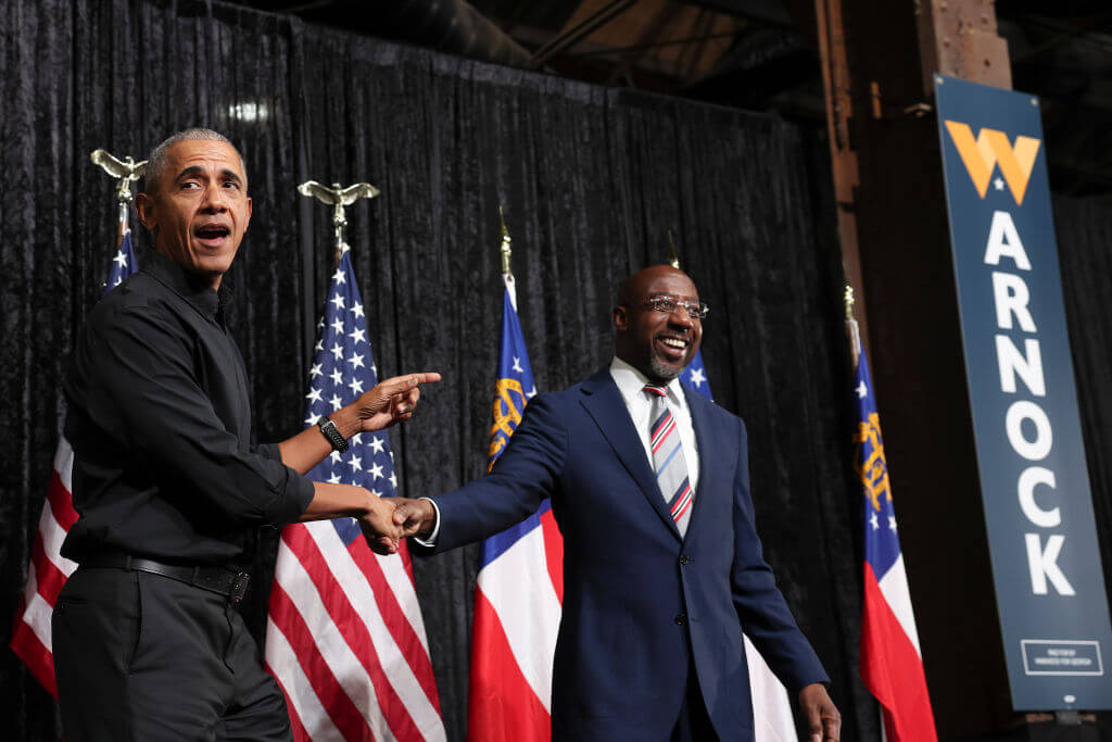 Former President Barack Obama campaigned with Sen. Raphael Warnock in Georgia in the final days of the runoff election.