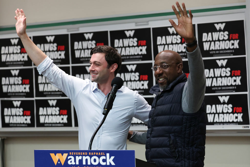 Sen. Jon Ossoff (left) campaigned with Sen. Raphael Warnock in the days leading up to the runoff. (Getty)