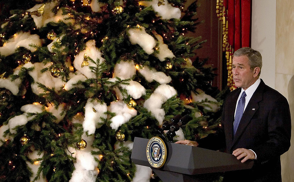 President George W. Bush makes remarks during a Hanukkah reception at the White House in 2007.