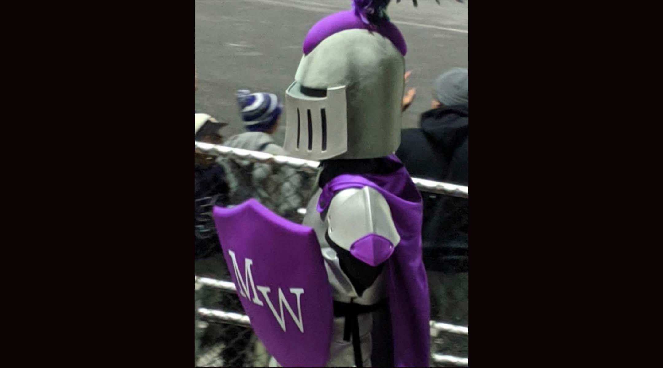 Monroe-Woodbury High School’s Crusader mascot encourages school spirit. (Courtesy of “The Wire”)
