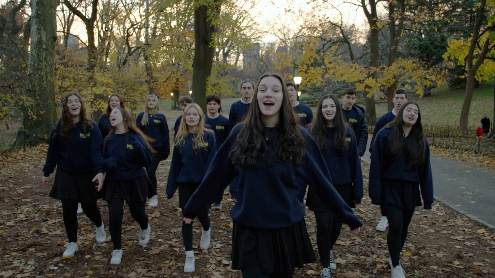 The Ramaz Chamber Choir on location during a video shoot.