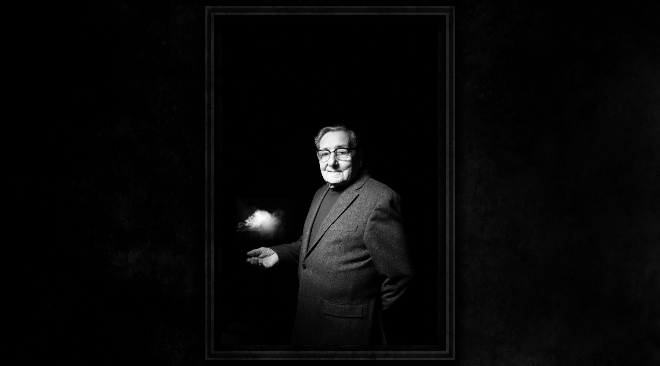 Holocaust survivor and magician Werner Reich poses for “Invited to Life”. (Courtesy of B.A. Van Sise / Design by Grace Yagel)