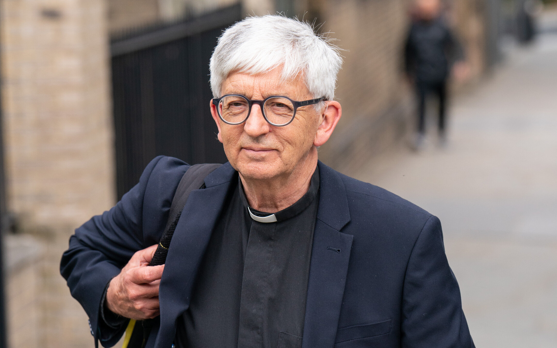 Rev. Stephen Sizer leaves a disciplinary tribunal at St. Andrew’s Courtroom, in central London, May 23, 2022. (Dominic Lipinski/PA Images via Getty Images)