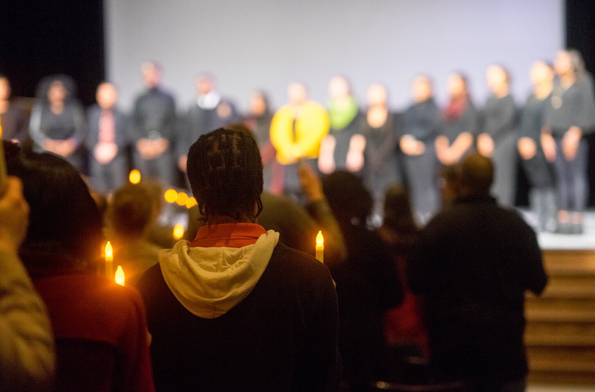 Students at James Madison University attend an event recognizing Martin Luther King Jr. in 2018. Jewish faculty, staff and members of a local synagogue are boycotting a Holocaust commemoration event planned for Thursday after they say Jews were excluded and ignored in the planning process.