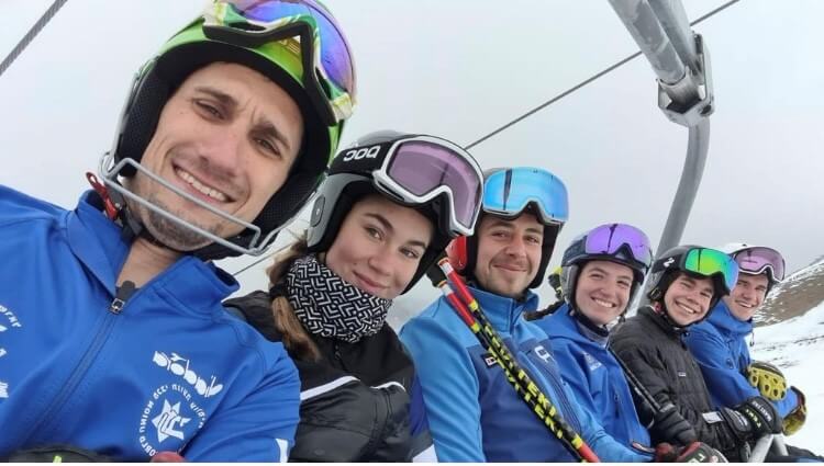 Alpine skiers at the 2023 Maccabi Winter Games in Germany. 
