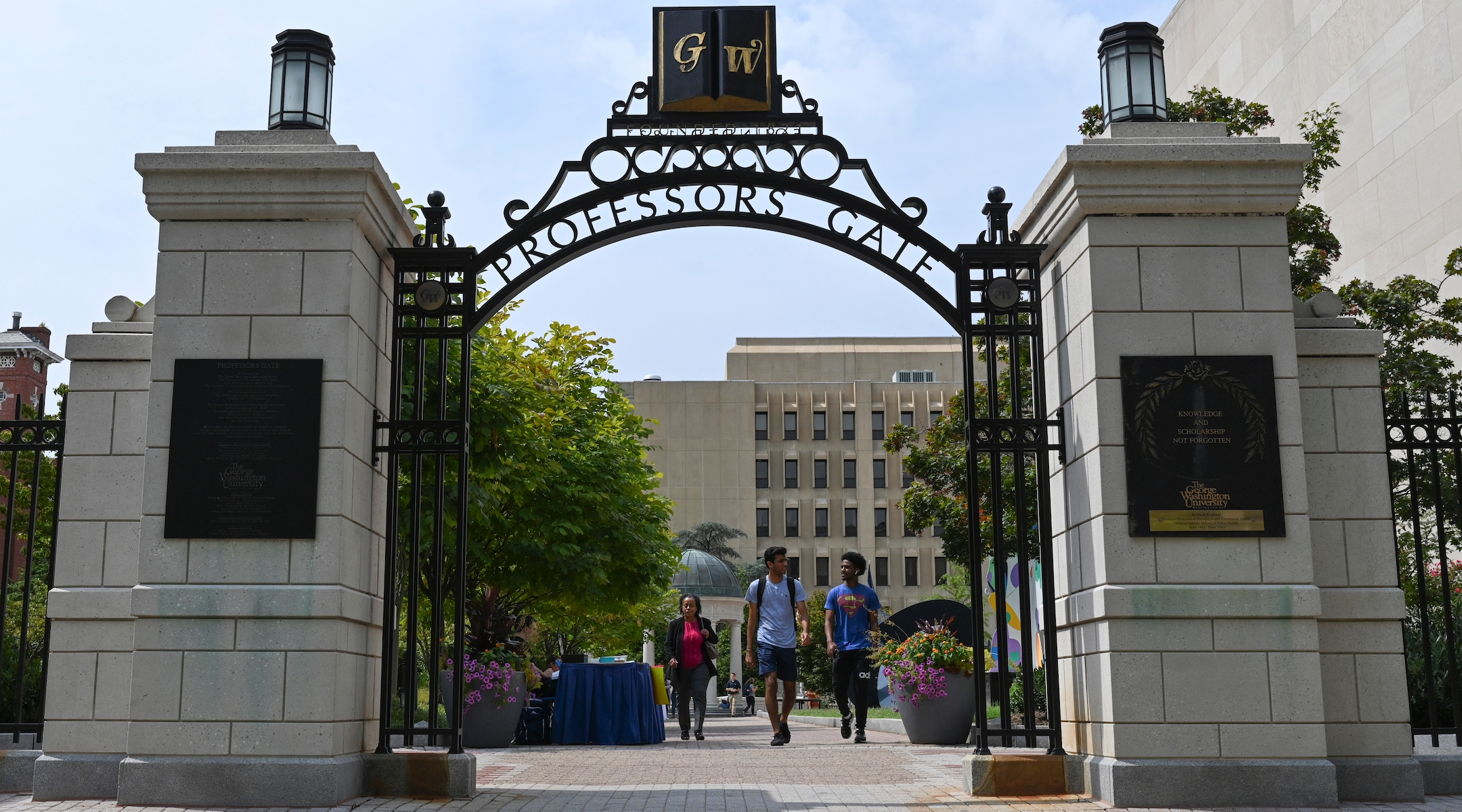 George Washington University students pass through campus. (Toni L. Sandys/The Washington Post via Getty Images)