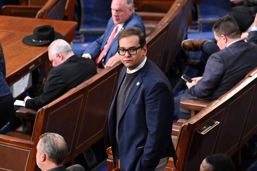 Rep. George Santos, Republican of New York, on the floor of the House of Representatives. (Getty)
