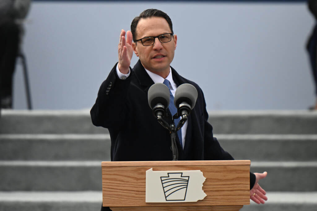 Josh Shapiro speaks at his swearing in as governor of Pennsylvania on January 17, 2023. 