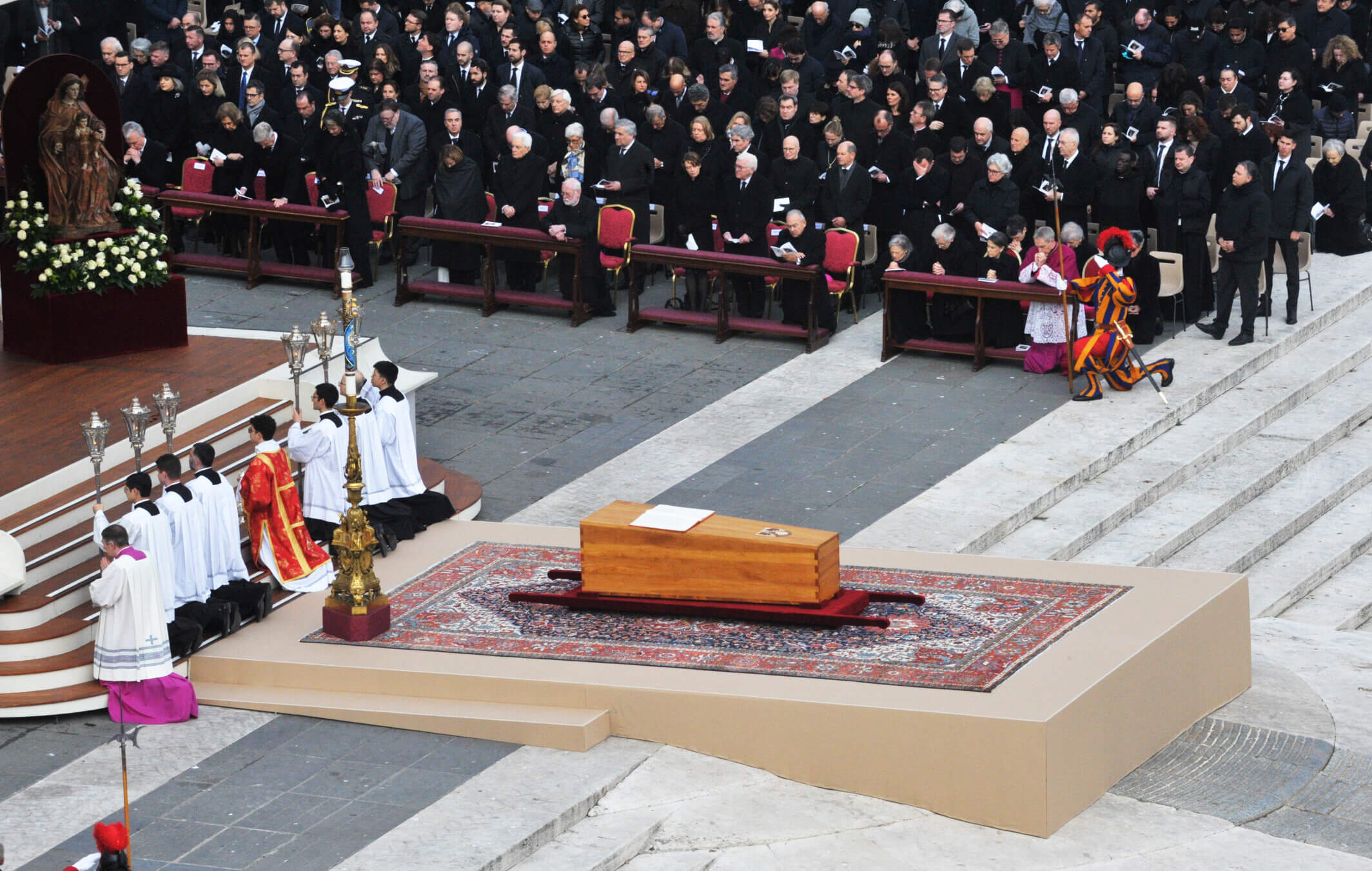 Benedict XVI's coffin in Vatican City.