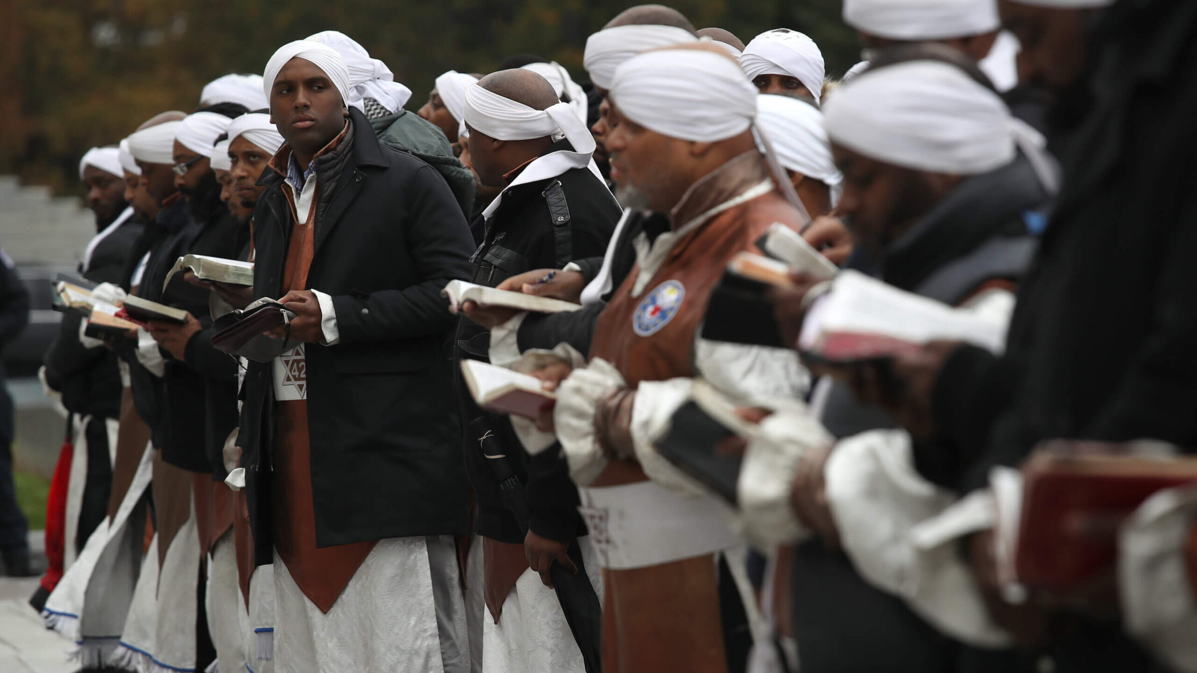 Members of a Hebrew Israelite group demonstrate outside the U.S. Capitol on November 13, 2018 in Washington, D.C. 