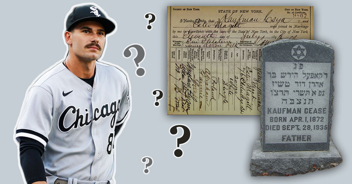A note on MLB.com revealed Dylan Cease was on the early roster for Team Israel. We found his great-great-grandparents' marriage license.