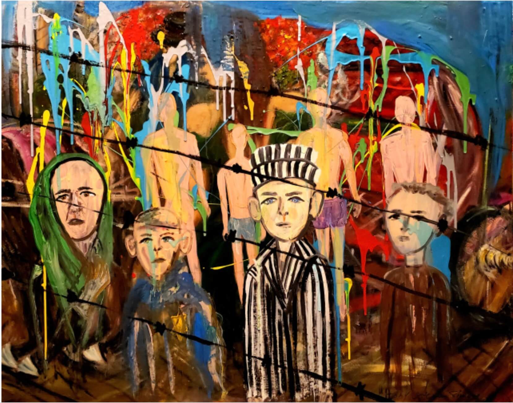 <i>Liberation of Auschwitz-Sweet-Bitter</i>, a mixed media work from Gotesman's Holocaust collection.