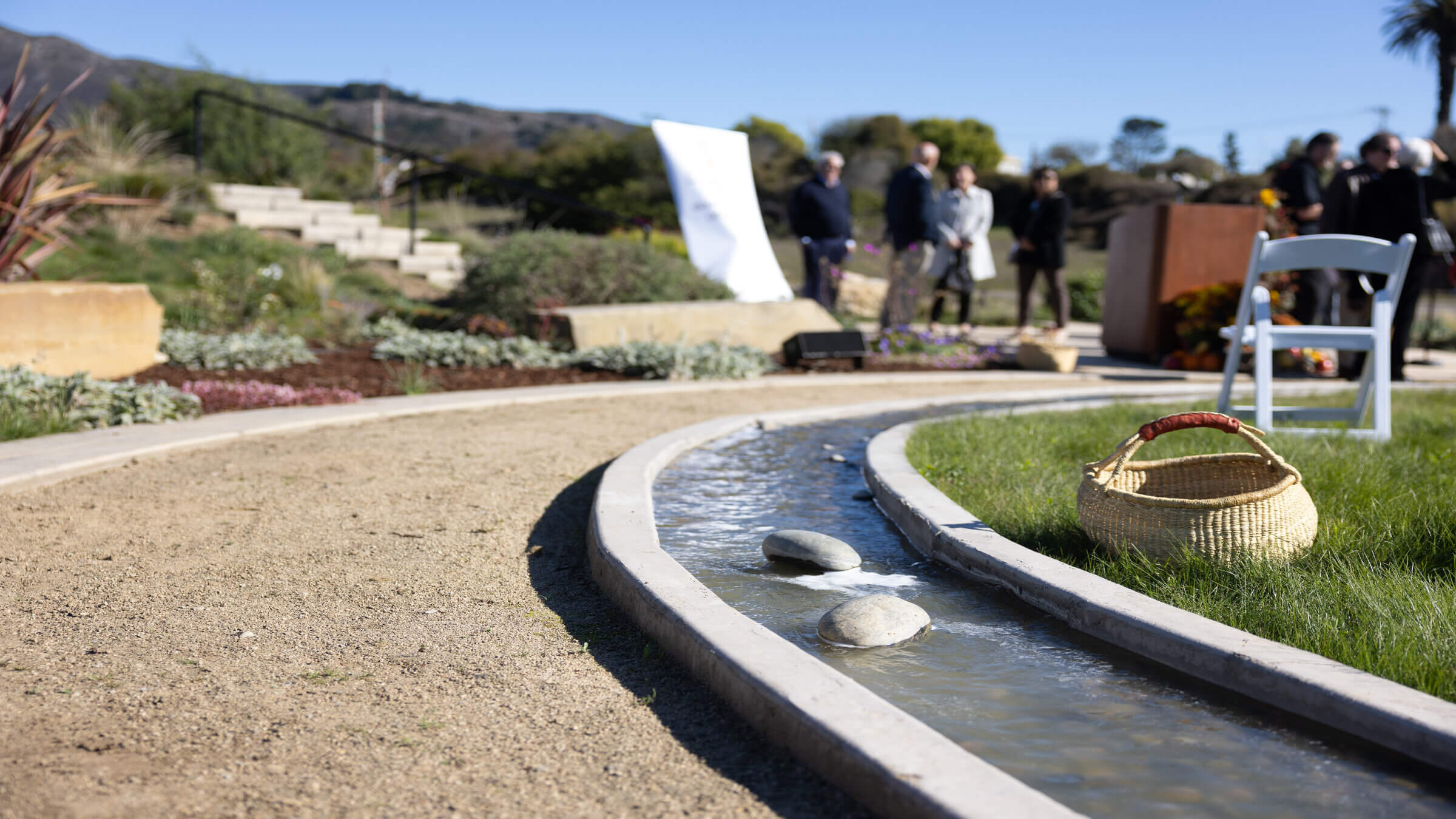 The water element in the Memory Garden at Jewish Eternal Home Cemetery in Colma, California. 