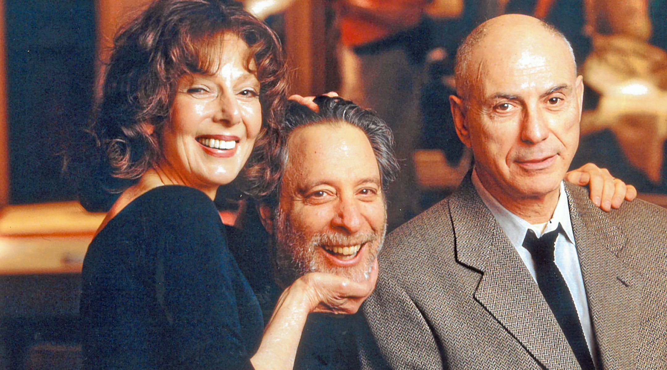 Julian Schlossberg, center, is shown with Elaine May and Alan Arkin. Schlossberg’s memoir looks back at all the celebrities he met — many of them Jewish — during his career as a prolific producer. (Courtesy of Julian Schlossberg)