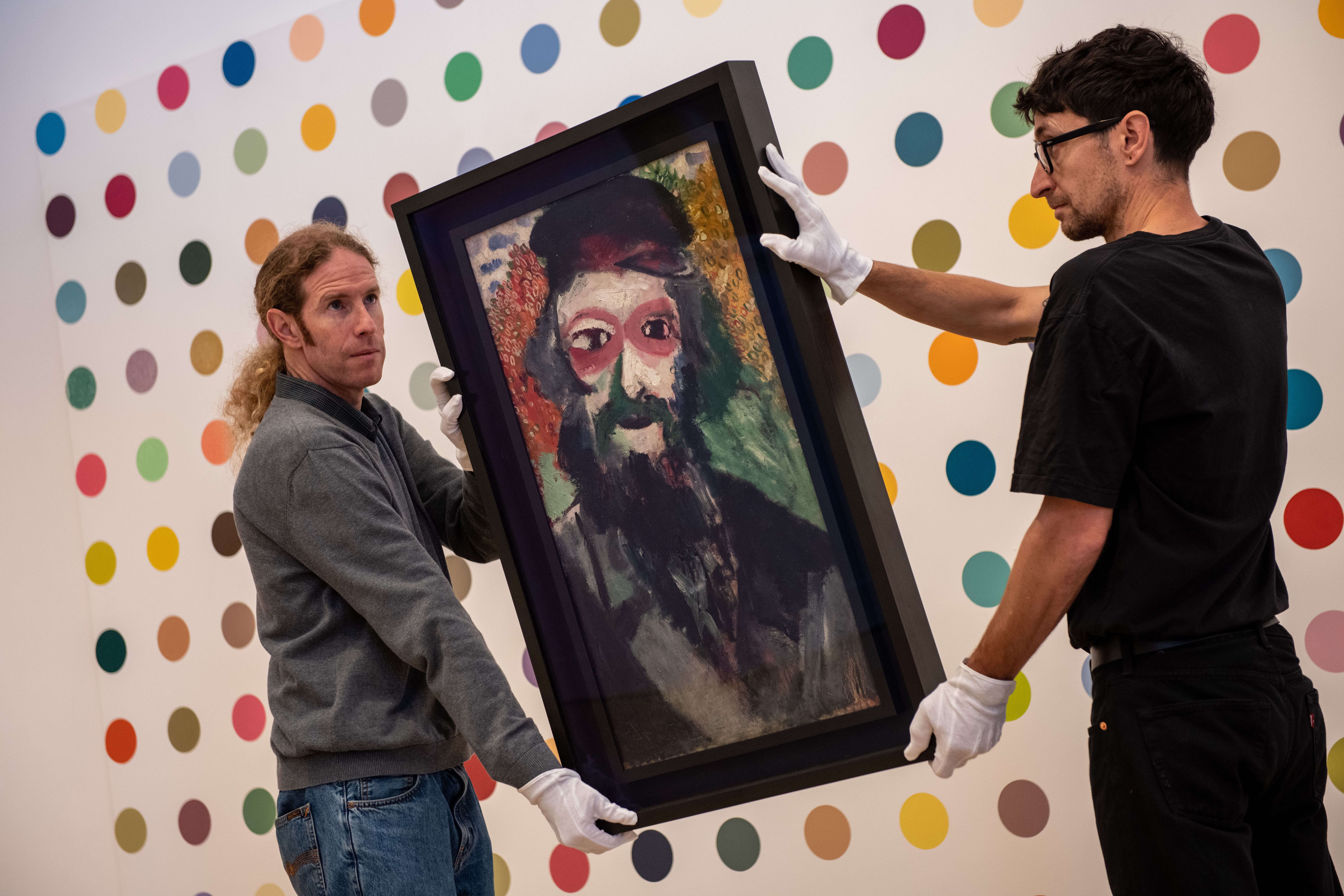 Marc Chagall's portrait of his father is shown during a press preview at Phillips gallery on Oct. 6, 2022, in London.