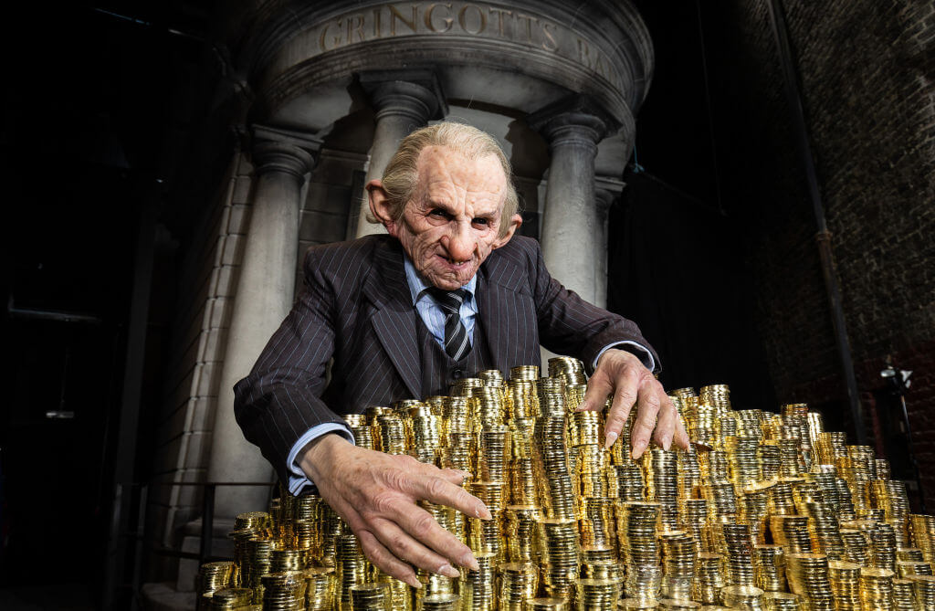 A goblin prepares for the launch of the original Gringotts Wizarding Bank, the biggest expansion to date at Warner Bros. Studio Tour London in Watford, England. 