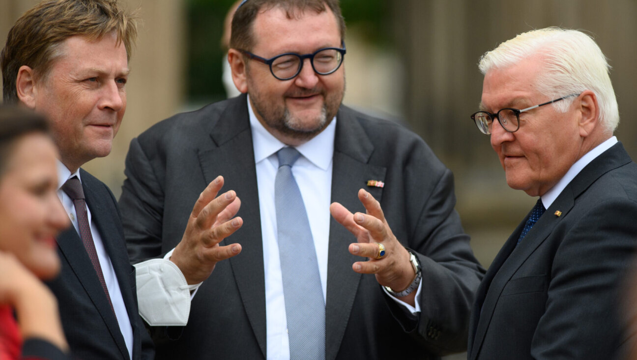 Rabbi Walter Homolka, then deputy director of the Institute for Jewish Theology, talk at the opening of the European Center for Jewish Scholarship at the University of Potsdam, Aug. 18, 2021. (Soeren Stache/picture alliance via Getty Images)
