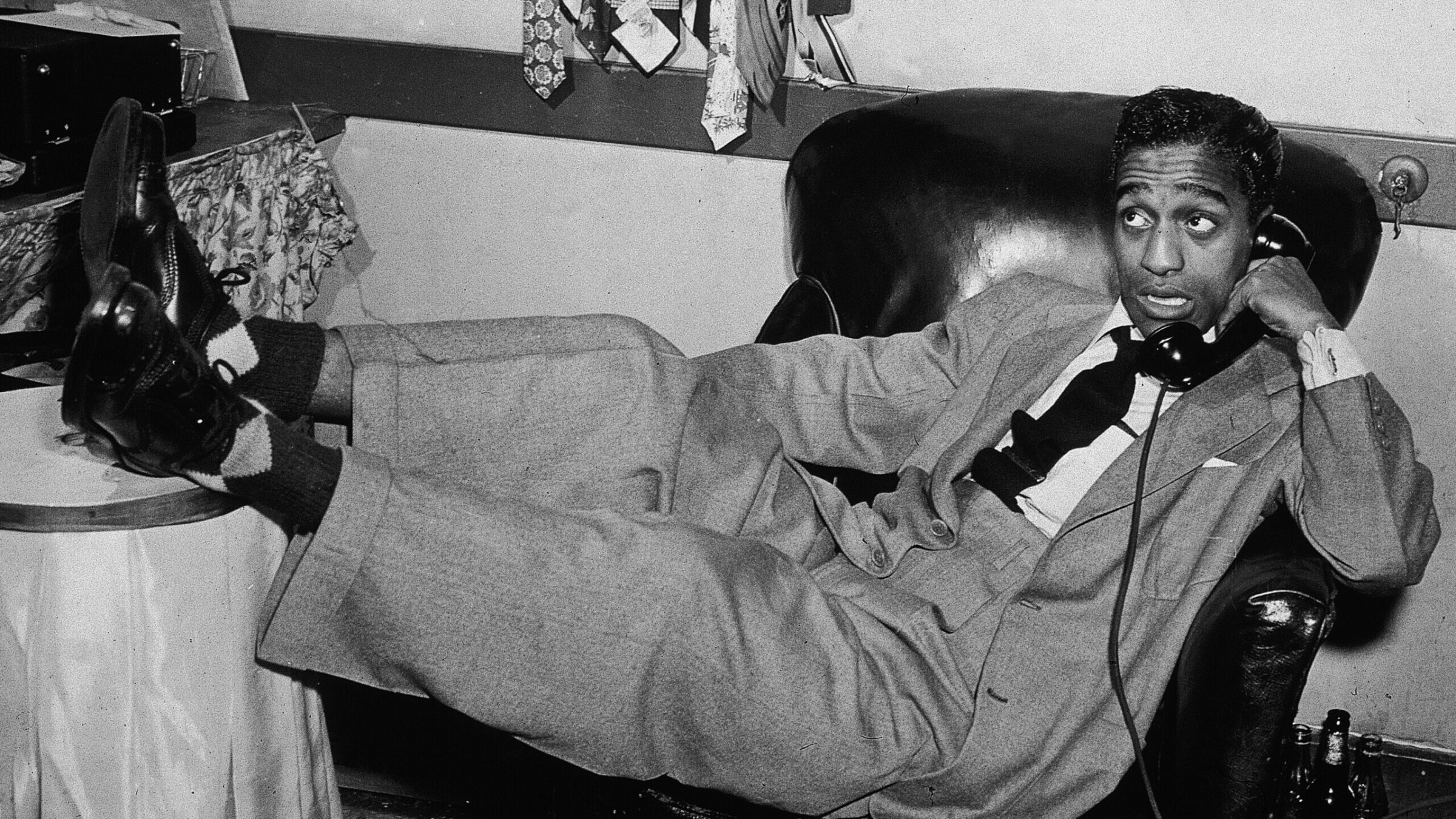 Sammy Davis Jr on the phone, circa 1955.