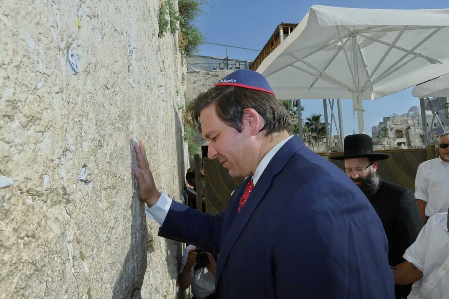 Florida Governor Ron DeSantis praying at the Western Wall on  May 30, 2019.